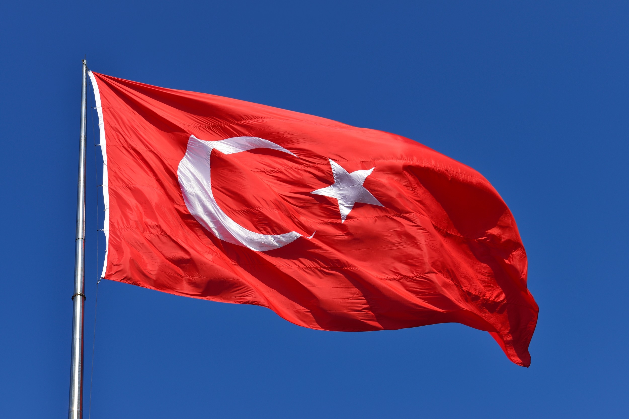 Image: 0178812510, License: Rights managed, Turkish flag in blue sky, Property Release: No or not aplicable, Model Release: No or not aplicable, Credit line: Profimedia.com, Westend