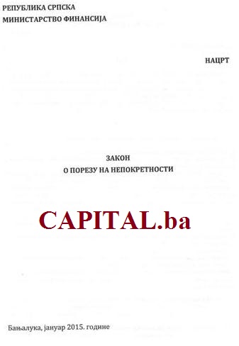 Nacrt Zakona o porezu na nepokretnosti