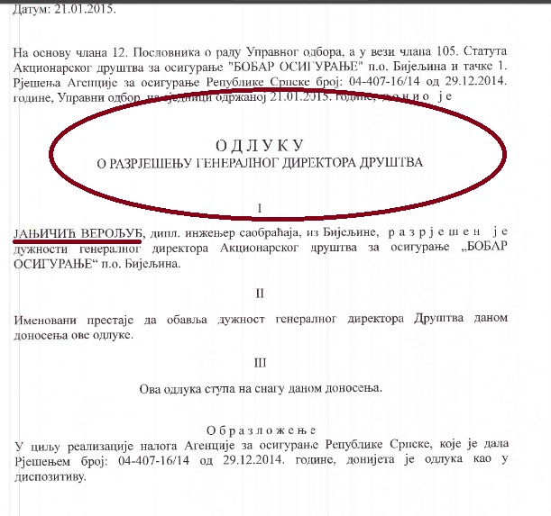 Rjesenje o razresenju